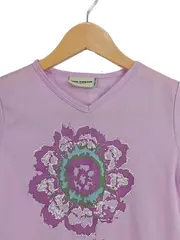 Vorschaubild 2 von Mädchen T-Shirt Gr. 140 Lila Blumenprint V-Ausschnitt