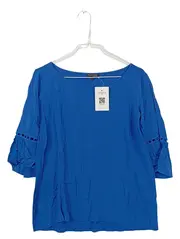 Vorschaubild 1 von Damen Bluse Gr. M Blau Rüschenärmel Viskose