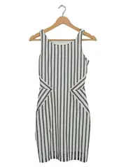 Vorschaubild 1 von Damen Etuikleid Gestreift Schwarz Weiß Gr. XS Elegant