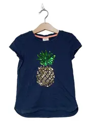 Vorschaubild 1 von Kinder T-Shirt Gr. 110 Baumwolle Tiermotiv Pailletten Blau Kurzarm