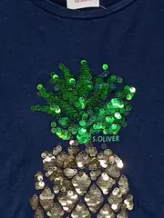 Vorschaubild 5 von Kinder T-Shirt Gr. 110 Baumwolle Tiermotiv Pailletten Blau Kurzarm