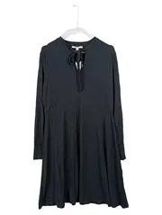 Vorschaubild 1 von Damen Freizeitkleid Schwarz Gr. XL Langarm Schleife Viskose