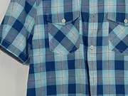Vorschaubild 3 von Herren Freizeithemd Kurzarm Kariert Blau Baumwolle Gr. XL