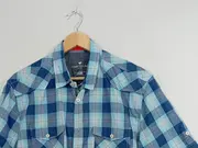 Vorschaubild 2 von Herren Freizeithemd Kurzarm Kariert Blau Baumwolle Gr. XL