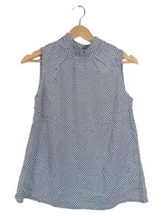 Vorschaubild 1 von Damen Bluse Gr. 36 Blau Weiß Geometrisch Ärmellos Viskose