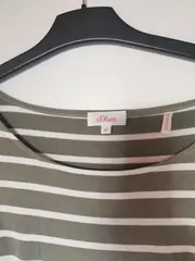 Vorschaubild 4 von Jerseykleid Damen Gr. 40 Oliv Gestreift Freizeitkleid Viskose