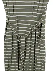 Vorschaubild 3 von Jerseykleid Damen Gr. 40 Oliv Gestreift Freizeitkleid Viskose
