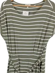 Vorschaubild 2 von Jerseykleid Damen Gr. 40 Oliv Gestreift Freizeitkleid Viskose