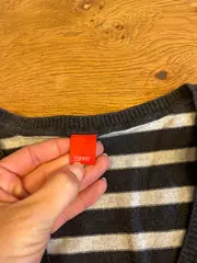 Vorschaubild 5 von Damen Pullover V-Ausschnitt gestreift grau Gr. XL Baumwolle