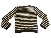 Vorschaubild 2 von Damen Pullover V-Ausschnitt gestreift grau Gr. XL Baumwolle