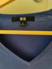 Vorschaubild 2 von Herren Pullover V-Ausschnitt Wolle Blau Gr. M Basic Langarm