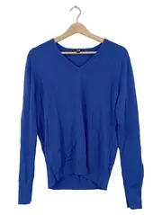 Vorschaubild 1 von Herren Pullover V-Ausschnitt Wolle Blau Gr. M Basic Langarm