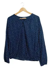 Vorschaubild 1 von Damen Bluse Langarm Gr. 34/XS Blau Gepunktet Viskose