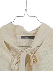 Vorschaubild 5 von Damen Bluse Kariert Business Langarm Schleife Beige Gr. 34 XS