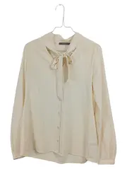 Vorschaubild 1 von Damen Bluse Kariert Business Langarm Schleife Beige Gr. 34 XS