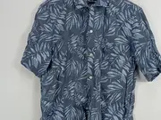 Vorschaubild 2 von Herren Leinenhemd Kurzarm Blumen Muster Blau Gr. M 50