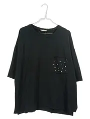 Vorschaubild 1 von Trafaluc Damen T-Shirt Schwarz Perlen-Applikation Gr. M Oversize
