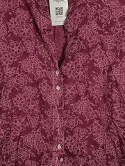 Vorschaubild 3 von TCM Damen Bluse Gr. 44-46 Rot Blumenmuster Baumwolle Langarm