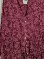 Vorschaubild 4 von TCM Damen Bluse Gr. 44-46 Rot Blumenmuster Baumwolle Langarm