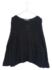 Vorschaubild 1 von Damen Pullover Grobstrick Lochmuster Schwarz Gr. S/36 Langarm