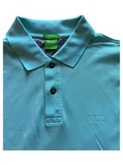 Vorschaubild 3 von Green Herren Poloshirt Türkis Gr. M/38 Baumwolle Regular Fit