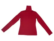 Vorschaubild 5 von Damen Langarmshirt Rollkragen Basic Shirt Rot Gr. 34 XS Uni Freizeit