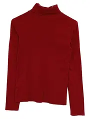 Vorschaubild 1 von Damen Langarmshirt Rollkragen Basic Shirt Rot Gr. 34 XS Uni Freizeit