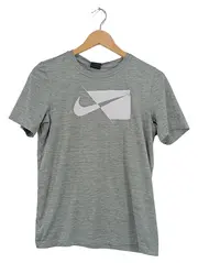 Vorschaubild 1 von Kinder T-Shirt Gr. 164 Grau Meliert Logo Sport Kurzarm Polyester