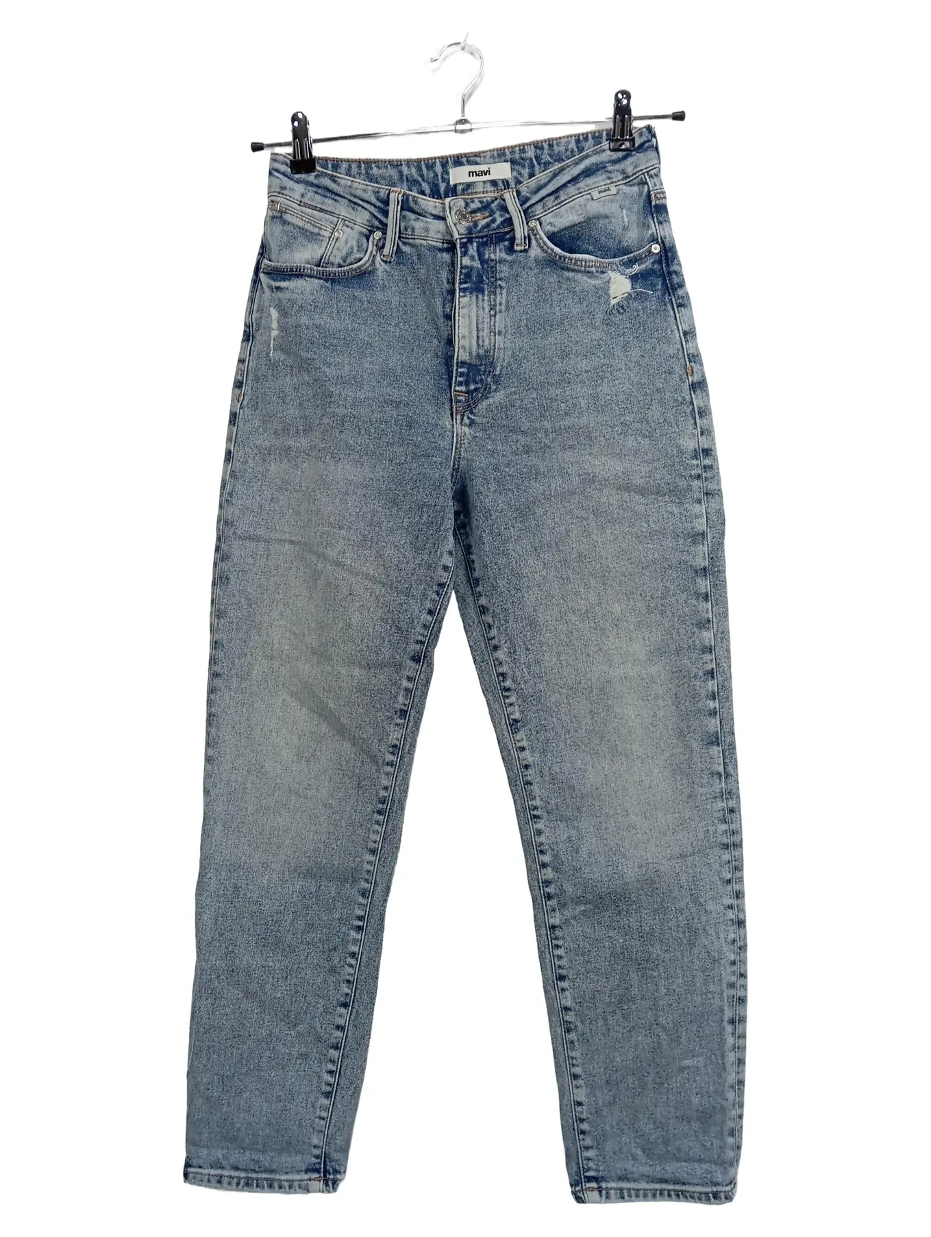 MAVI Mom Jeans Damen Baumwolle Fransen Blau Gr. 38 M L26