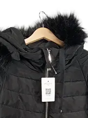 Vorschaubild 2 von Damen Winterjacke Steppmantel Kapuze Kunstfell Gr. XS Schwarz