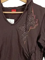 Vorschaubild 3 von Damen Kapuzenpullover Hoodie Gr. 38/M Braun Stickerei