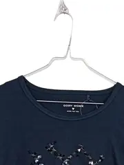 Vorschaubild 4 von Langarmshirt Damen Gr. 44 Blau Pailletten Geometrisch Casual Shirt