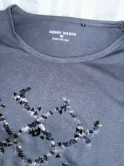 Vorschaubild 5 von Langarmshirt Damen Gr. 44 Blau Pailletten Geometrisch Casual Shirt