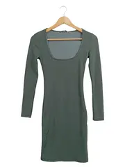 Vorschaubild 1 von Strickkleid Damen Gr. 36/S Grün Langarm Rippstrick Minikleid Casual