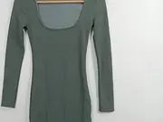 Vorschaubild 4 von Strickkleid Damen Gr. 36/S Grün Langarm Rippstrick Minikleid Casual