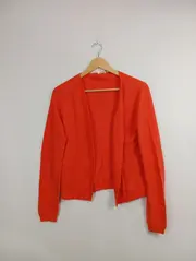 Vorschaubild 2 von Damen Strickjacke Cardigan Gr. 32/XXS Orange Basic Offen Feinstrick