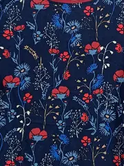 Vorschaubild 3 von Damen Top Blumenmuster Blau Rot Gr. 36/S 3/4-Arm