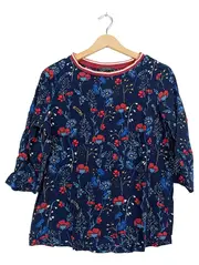 Vorschaubild 1 von Damen Top Blumenmuster Blau Rot Gr. 36/S 3/4-Arm