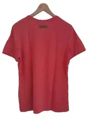Vorschaubild 2 von Herren T-Shirt Gr. L Rot Meliert Casual Baumwolle Lederdetails