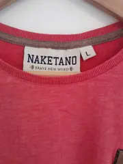 Vorschaubild 3 von Herren T-Shirt Gr. L Rot Meliert Casual Baumwolle Lederdetails