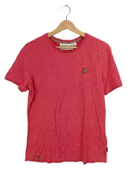 Vorschaubild 1 von Herren T-Shirt Gr. L Rot Meliert Casual Baumwolle Lederdetails
