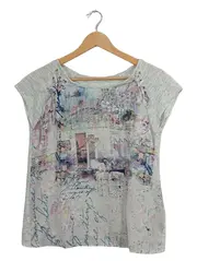Vorschaubild 1 von TAIFUN Damen T-Shirt Gr. 36/S Grau Print Schnürung Viskose Casual