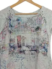 Vorschaubild 2 von TAIFUN Damen T-Shirt Gr. 36/S Grau Print Schnürung Viskose Casual