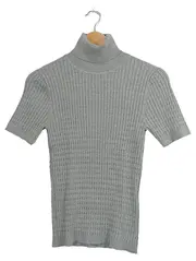 Vorschaubild 1 von Damen Rollkragenpullover Kurzarm Rippstrick Gr. 38/M Grau