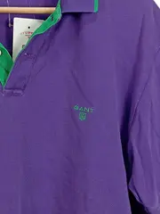 Vorschaubild 2 von Herren Poloshirt Gr. XL Lila Grün Baumwolle Logo Casual Kurzarm Shirt