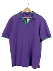 Vorschaubild 1 von Herren Poloshirt Gr. XL Lila Grün Baumwolle Logo Casual Kurzarm Shirt