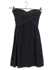 Vorschaubild 1 von Damen Cocktailkleid Bandeau Pailletten Schwarz Gr. XS 34