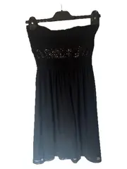 Vorschaubild 6 von Damen Cocktailkleid Bandeau Pailletten Schwarz Gr. XS 34