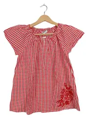 Vorschaubild 1 von Mädchen Bluse Karo rot-weiß Stickerei Gr. 164 Baumwolle