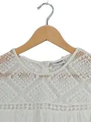 Vorschaubild 2 von Bluse Damen Weiß Gr. 36 S Boho Spitze Baumwolle Sommer